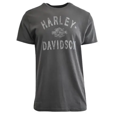 Harley-Davidson Men's T-Shirt Charcoal Chalk Letters Logo Print (S75) • $19.50