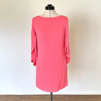 Milly Silk Butterfly Sleeve Peach Pink Mini Dress Flutter Low Back Formal Size 4 • $29.99
