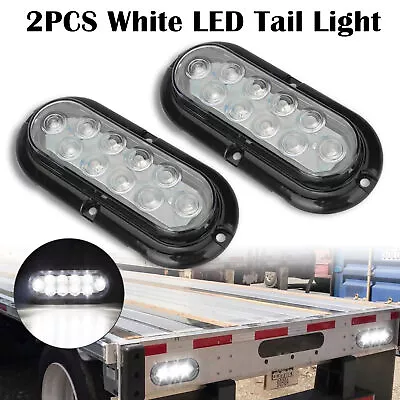 2x White 6  Oval LED Tail Light Surface Mount Truck Trailer Backup Reverse Light • $16.48