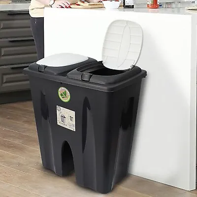 £19.99 • Buy Kitchen 50L Recycle Bin Recycling Garden Food Duo Double Compartment Waste Paper