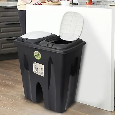 Kitchen 50L Recycle Bin Recycling Garden Food Duo Double Compartment Waste Paper • £19.99