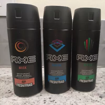 £24.99 • Buy Bundle Of 3 Axe Deodorants For Men Marine Africa Musk 150ml Body Spray Lynx