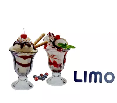 6 Glass Dessert Footed Bowls Sundae Ice Cream Cocktail Tumblers Cup • £11.98