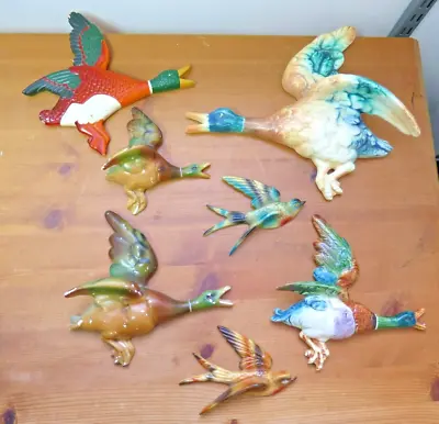 £19.50 • Buy X7 Vintage Flying Mallard Ducks Birds Wall Plaques Figurines Ornaments Decor
