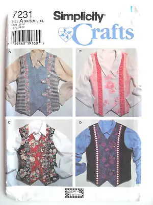 FF Uncut 6-24 Unusual Patchwork Waistcoats Vests Sewing Pattern Simplicity 7231 • £6.50