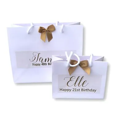 £3.99 • Buy Personalised Printed Birthday Gift Bag 18th 21st 30th 40th 50th 60th Gold Print