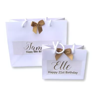 Personalised Printed Birthday Gift Bag 18th 21st 30th 40th 50th 60th Gold Print • £3.29