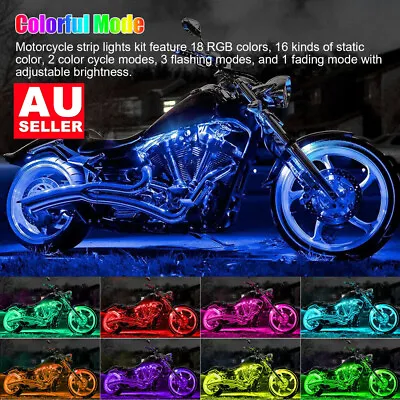 12Pcs Motorcycle RGB LED Waterproof Under Glow Lights Strip Neon Kit APP Control • $41.02