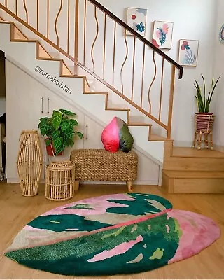 Handmade Philodendron Pink Princess Rug • $290