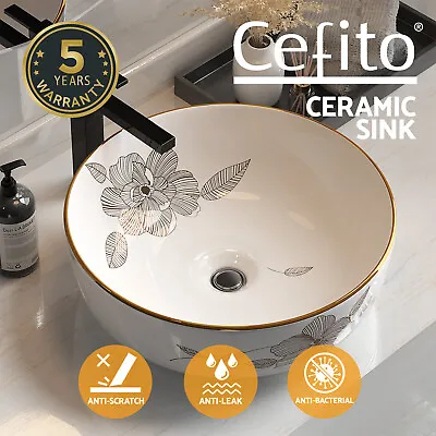 Cefito Bathroom Basin Ceramic Vanity Sink Hand Wash Bowl With Pattern 41x41cm • $94.95