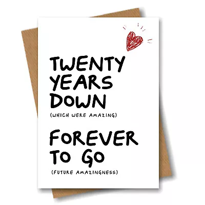 20th Anniversary Card - Husband Wife Boyfriend Girlfriend Fiance 20 Year Wedding • £2.99