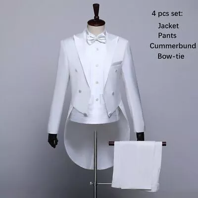 Mens Tuxedo Tailcoat Formal Dress Suits Swallow Tail Coat Male Jacket Suits • $112.58