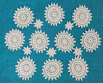 10 Vtg Crochet Floral Light Cream Doilies 2.75 Inch 5 Mini Doily 1.25 Inch Lot • $9.99