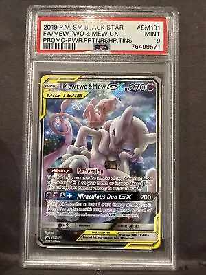 PSA 9 - 2019 - Mewtwo Mew GX SM191 - Tag Team Promo - Pokémon Card TCG • $59