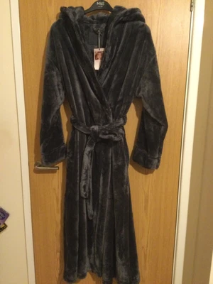 £40 • Buy M&S ROSIE Luxury Charcoal Grey Fleece Hooded Dressing Gown Size UK XL BNWT