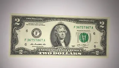 1 Uncirculated $2 Two Dollar Bill USA F36757867A Good Luck Token • £6.50