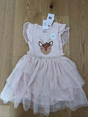 Christmas Reindeer Dress With Angel Wings Tutu. Sparkly Pinkish Dress.Brand New. • $20