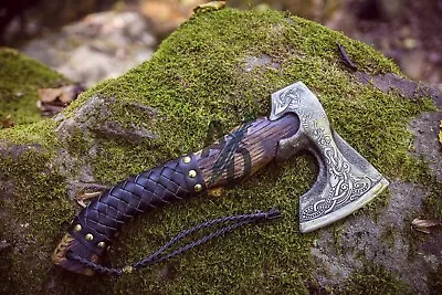 Medieval Viking Axe Custom Handmade High Carbon Steel Throwing Axe Engraved Axe • $46.50