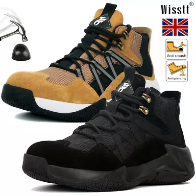 Mens Steel Toe Cap Boots Safety Trainers Work Shoes Lightweight Leather Hiking • £28.95