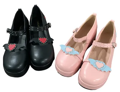 Chunky Heel Goth Platform Mary Jane Lolita Women Shoes Choice Of Pink Or Black • £19.30