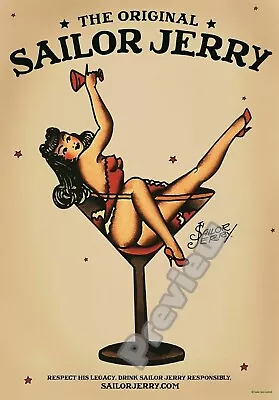 Vintage Sailor Jerry Tattoo Original Bar Pub Print Poster Wall Art Picture A4 + • £4.89