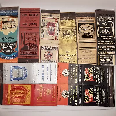 Lot Of 10 Maryland Matchbooks - Insurance Hospital Real Estate Auto • $9.99