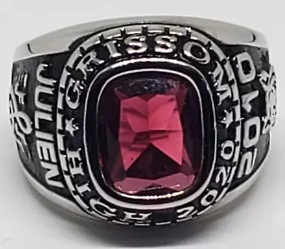 Red 2010 Grissom High School Class Ring Silver Color Tiger Music Notes Size 10 • $9.99