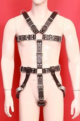 Sexy Male Leather Strap Full Body Harness Bondage Belt Clubwear Costume BDSM • £71.50