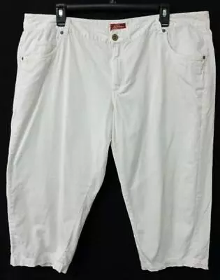 Merona White Spandex Stretch Multi Pockets Fit 3 Women's Capri Pants 16 • $13.99