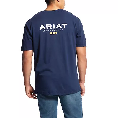 Ariat Rebar Cotton Strong Logo Navy T-shirt 10025410 • $24.95