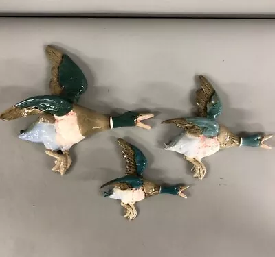 Royal Dux Mallard Duck Decorations X3 Flying Wall Art Hanging Ceramic Birds -CP • £22