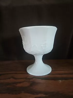 Westmoreland Milk Glass Paneled Grape Footed Pedestal Fruit Bowl Or Compote • $12.99