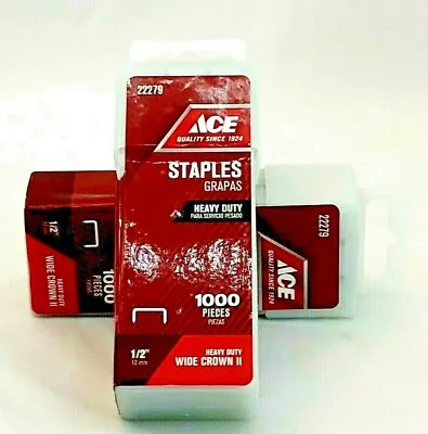 2000 1/2  12mm Staples Heavy Duty ACE 22279 Lot Of 2 / 1000 Per • $6.49