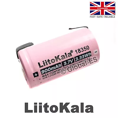 Liitokala 18350 Li-Ion 8C Tabbed Rechargeable Battery - 3.7V 900mAh 3.3Wh • £7.99