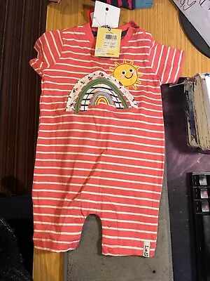 New With Tags - Lilly And Sid Baby Grow Pink Stripe Sunshine Rainbow 3-6mth • £1.99