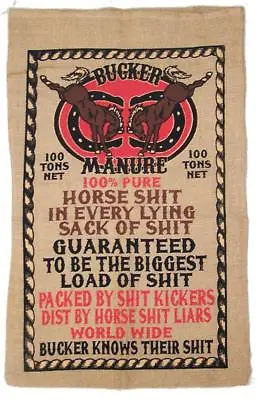 BUCKER HORSE **** BURLAP BAG 042 PRINTED Bags Sack Storage Hanging MANURE CRAP • £13.78