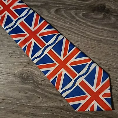 RENE CHAGAL Mens 100% Silk Tie With Union Jack Pattern • £10