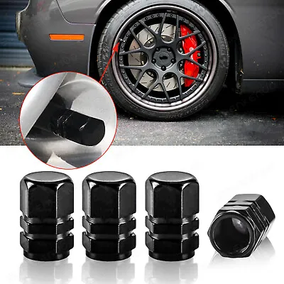 $12.36 • Buy 4Pcs BLACK Work Tire Air Valve Stem Aluminum Caps Wheel For Dodge Challenger