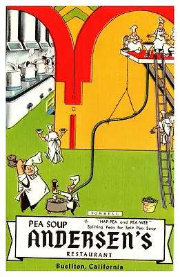 Animated Postcard Pea Soup Anderson Restaurant Buellton  California #35 • $2.95