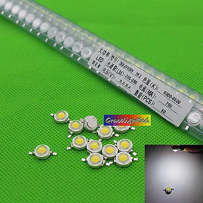 10 50 100 1000pcs 1W 3W High Power Cool White 6500k LED Beads Lamp Chip DIY • $0.99