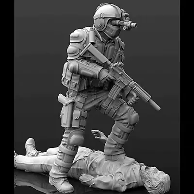 1:35 Modern Soldier Active Duty War Zone Rifle Resin Figure Model Kit Unassemble • $27.59