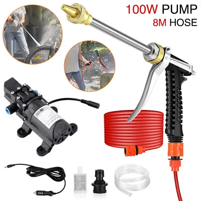 100W Car Washer Portable 12V Water Pump Kit Sprayer Cleaner Hose High Pressure • £16.14