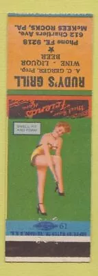 Matchbook Cover - Rudy's Grill McKees Rocks PA Pinup • $3.99