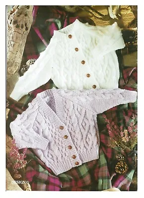 Knitting Pattern Baby Cardigans Round And V Neck Cable Raglan Sleeve In Aran. • £2.99