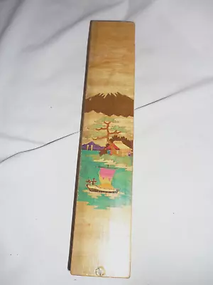 Vintage Wooden Inlay Long Trinket Box Made In Japan  Chopsticks Matches Souvenir • $14.99