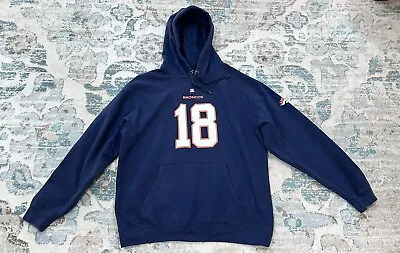 Denver Broncos Peyton Manning #18 Blue NFL Pullover Hoodie Size Adult Large • $15