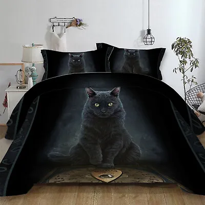 3D Cat Duvet Cover Animal Bedding Set Quilt Cover Pillowcase Single Double King • £24.99