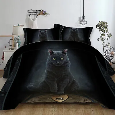 £34.79 • Buy Cat Duvet Cover Animal Bedding Set 3D Quilt Cover Pillowcase Single Double King