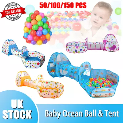 3 In 1 Children Kids Baby Play Tent Tunnel Ball Pit Toys Cubby Playhouse Pop Up • £9.99