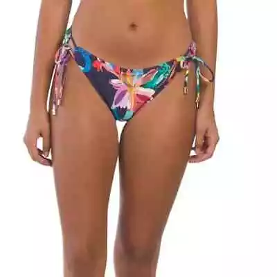 La Blanca Women's Indigo Floral By The Sea Tie Side Hipster Bottom Size 10 • $18.01